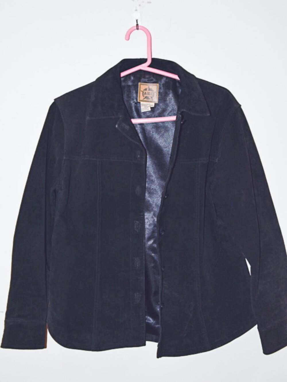 AMI Black 5 Button Suede Jacket Size Small